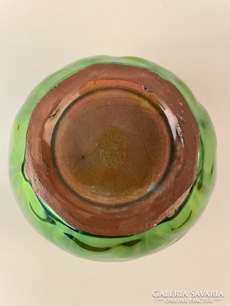 Zsolnay eozin porcelain vase, spherical vase, stamped 2000s
