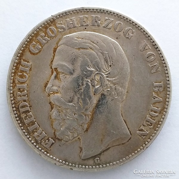 1876 G. I. Frigyes silver 5 marks (no: 23/237.)