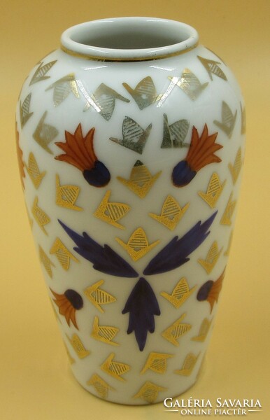 A rare type of older Zsolnay porcelain vase, marked, 11.5 cm high.
