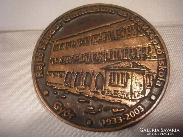 N19 Rejtő Sándor Gimn +szakiskola Győr 1853-1928 bronz vastag emlék plakett 40-mm