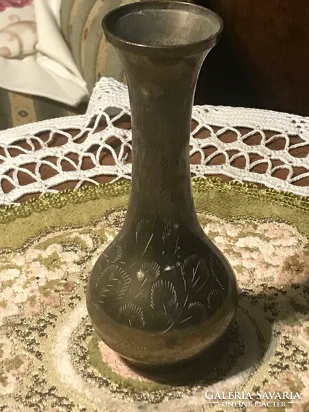 Brass, engraved small vase, elegant, slim design