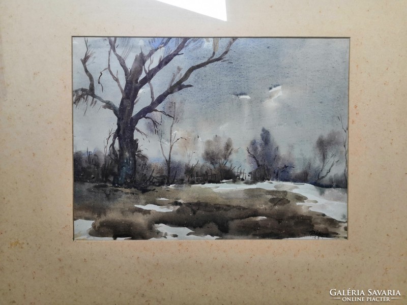 Winter landscape painting
