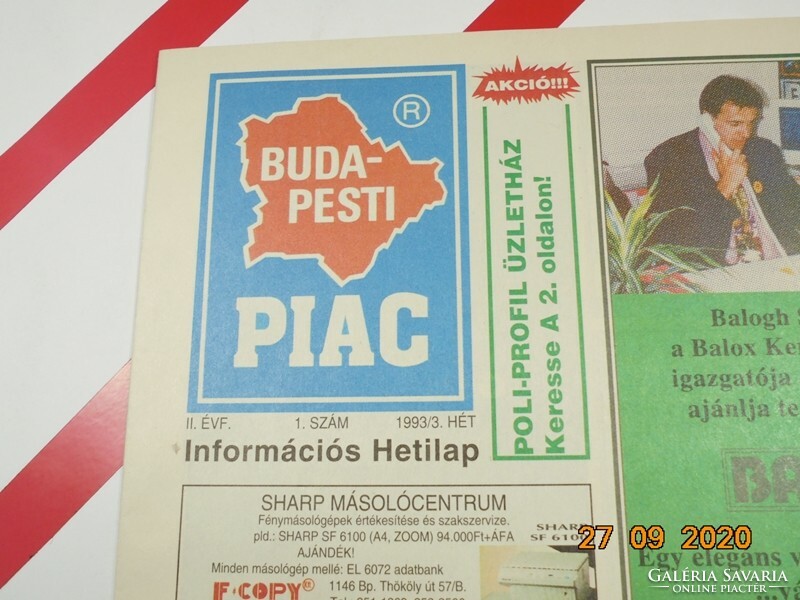 Budapesti Újság Piac - A Fővárosiak Lapja - Régi retro reklám újság - 1993/3. hét