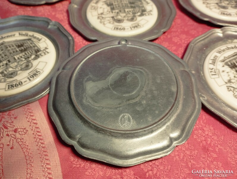 7 Pieces of pewter coasters