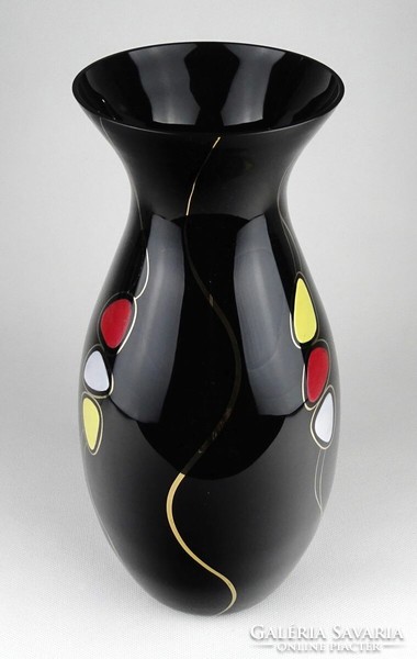 1J802 large mid century black glass vase 31 cm