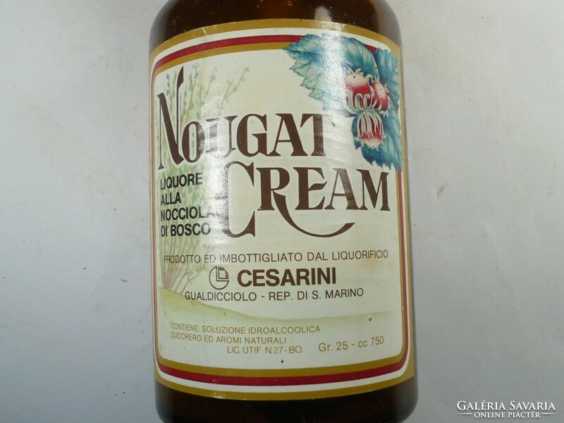 Glass bottle with old paper label - nougat cream - 1980s