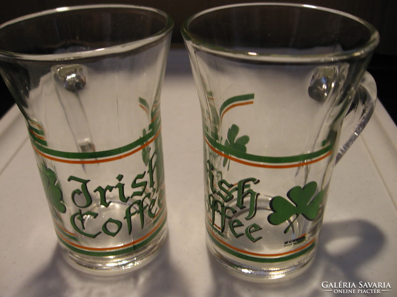 Pair of special, collectible clover cerve italy irish coffee glasses