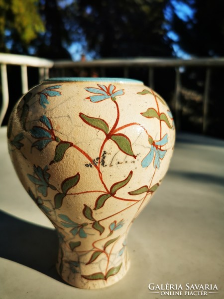 Old floral ceramic vase