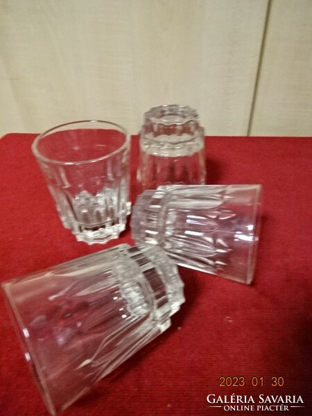 Vastag falú üveg pohár, négy darab, magassága 10 cm. Vanneki! Jókai.
