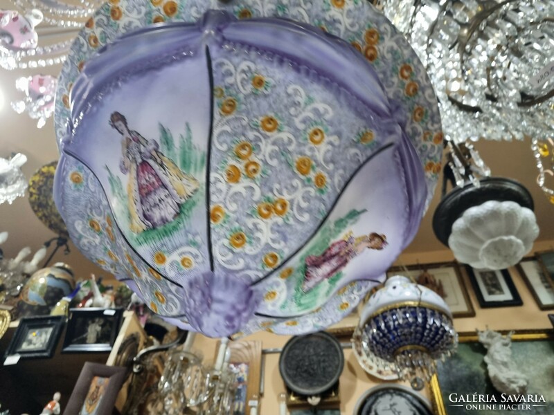 Old painted glass pendant lamp
