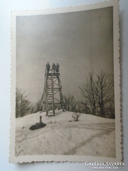 D193118 old photo - log roof lookout 1940