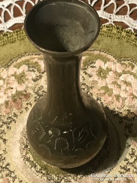 Brass, engraved small vase, elegant, slim design