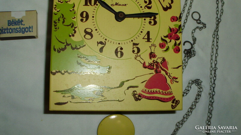 Retro Mayan wall clock, scenic children's clock