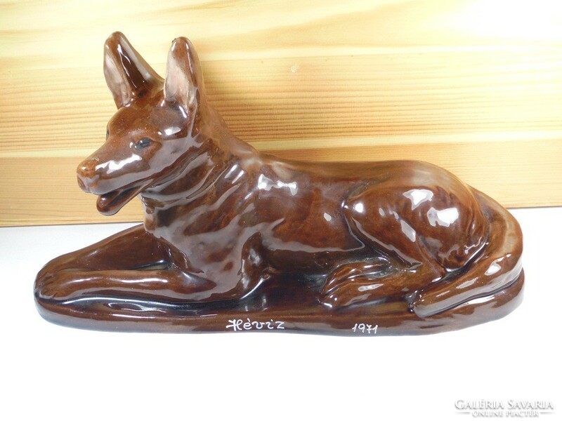 Retro régi jelzett kerámia kutya kutyus Hévíz emlék szuvenír 1971 figura szobor