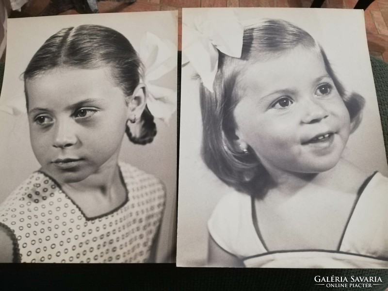 1920-1940  2 db nagyméretű fotó- Gyerekportrék