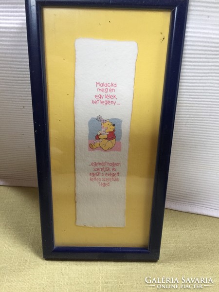 Decoration for children's room, teddy bear print on dipped paper in a colorful, modern frame - m157