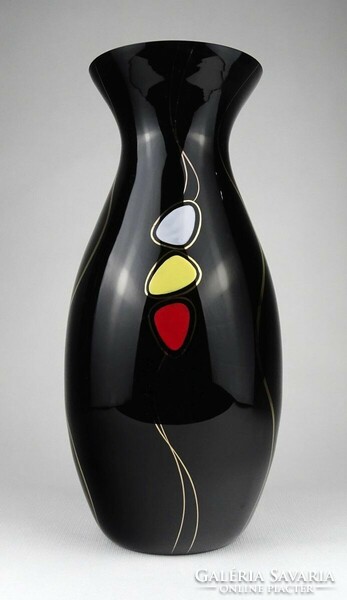 1J802 large mid century black glass vase 31 cm