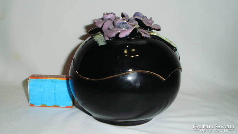 Vintage ceramic bonbonnier with rose holder