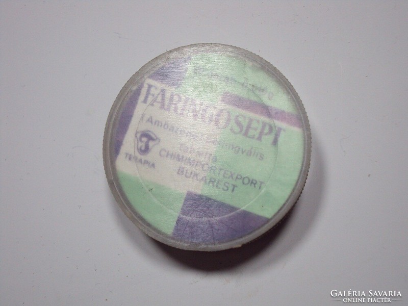 Retro Faringosept tabletta műanyag doboz - Chimimportexport Bukarest gyártó - 1970-es évekből