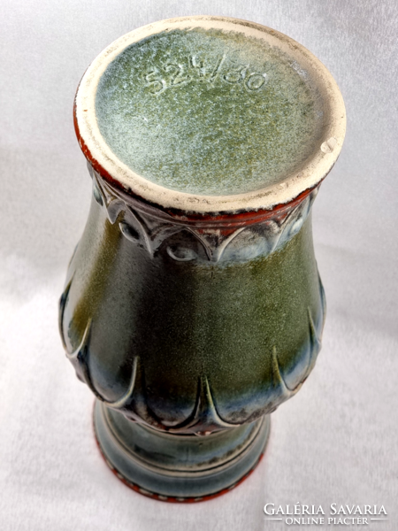 Nyugat Német  Übelacker keràmia váza 524/30 zöld narancssárga  mázas.