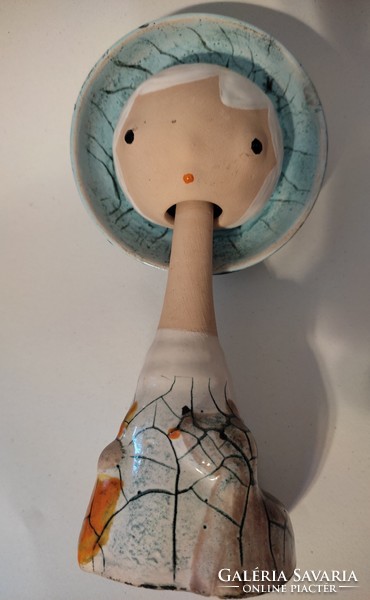 Rare rotating head ceramic girl with dog