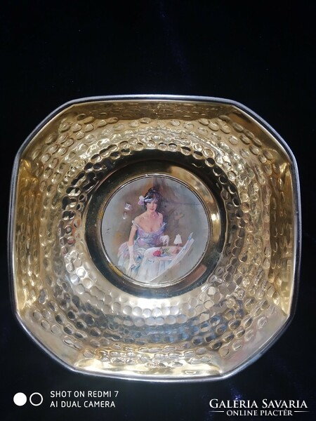 Silver-plated, gold-plated, silver (925) Italian serving bowl.