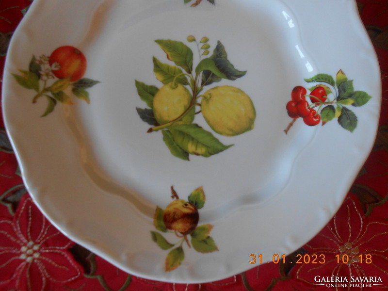 Zsolnay barokk, gyümölcs mintás süteményes tál