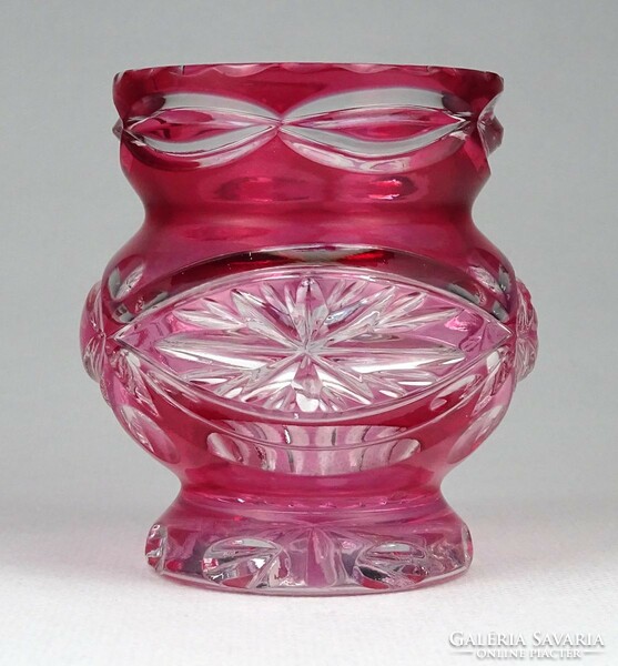 1I988 Régi csiszolt rózsaszín üveg váza