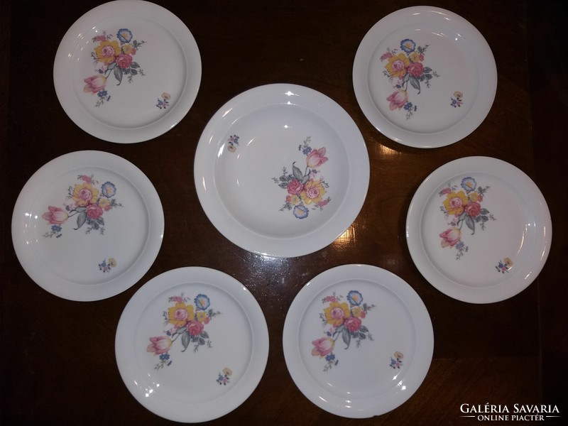 Kahla German porcelain flower cake plate set for 6 people