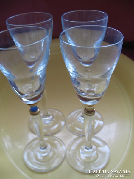 Art glass pezsgős, talpas poharak arany díszítéssel