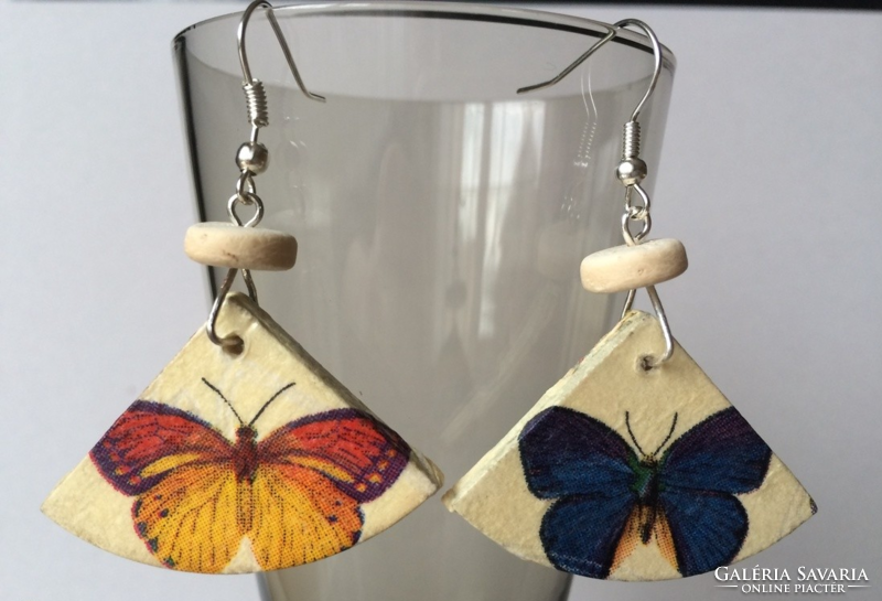 Handmade wooden butterfly earrings
