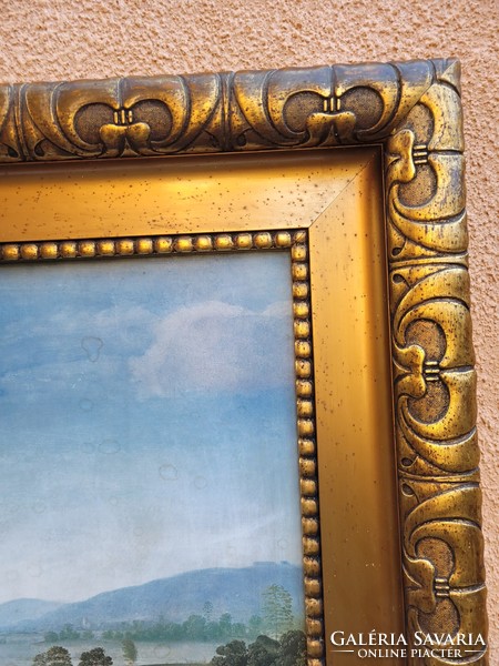 19. Turn-of-the-century decorative robust wooden frame with contemporary Raffaello print