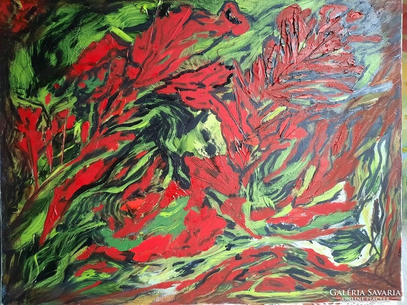 Zsm abstract painting, 40cm/50cm canvas, oil, painter's knife - romance