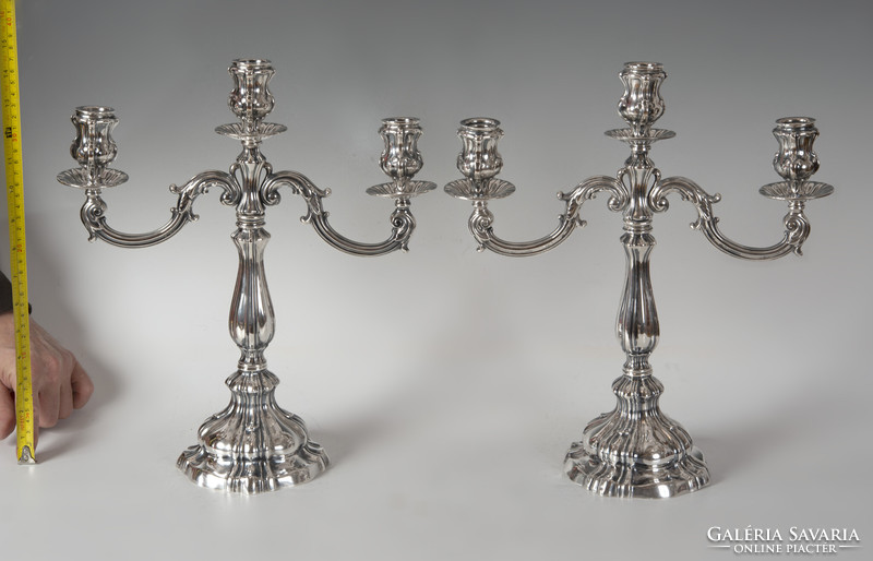 Silver double candelabra - 3 branches