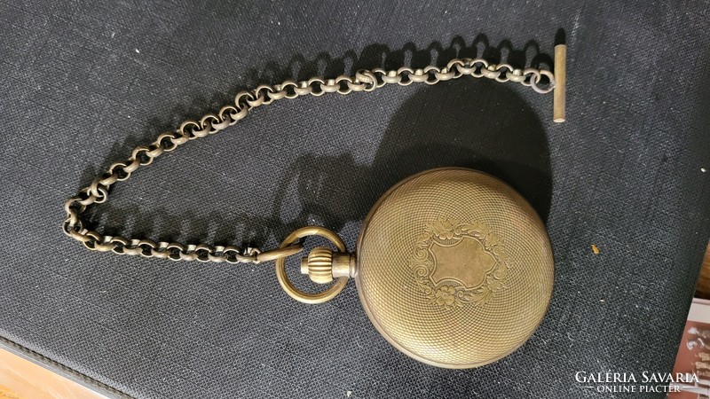 A special bronze cover pocket watch with a dial with a fisherman's scene