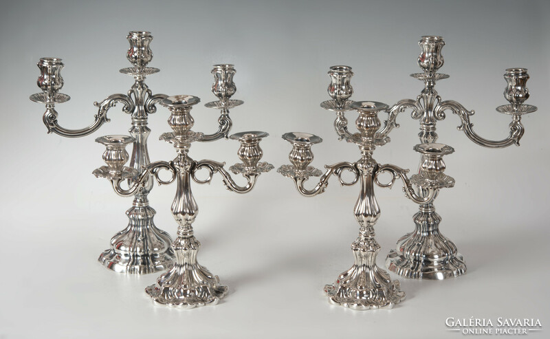 Silver double candelabra - 3 branches