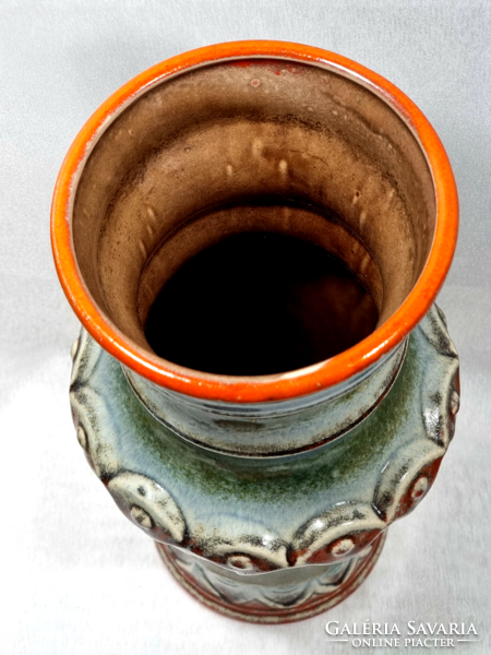 West German übelacker ceramic vase 524/30 green orange glaze.