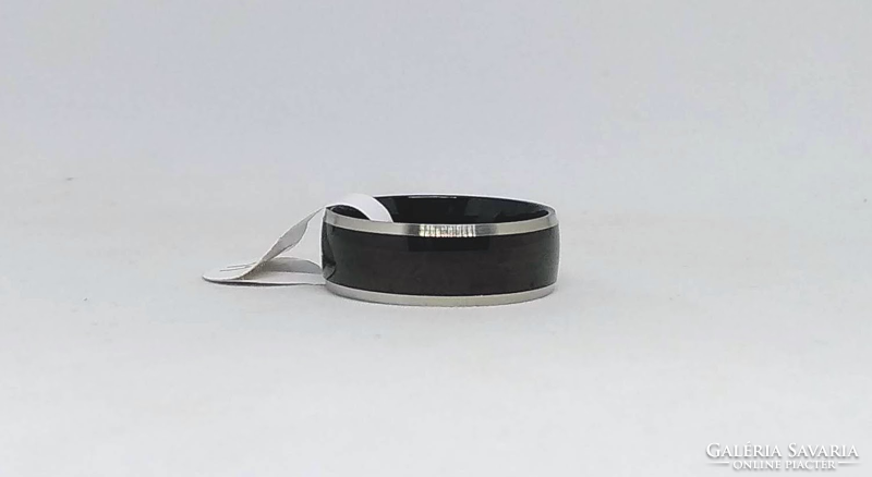 Black titanium ring with silver rim