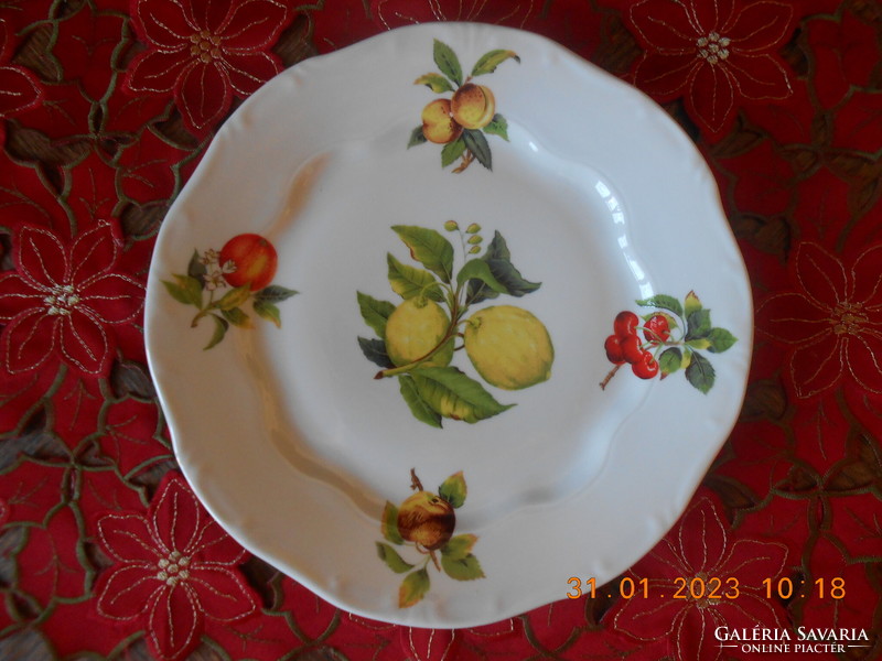 Zsolnay baroque cake plate with fruit pattern