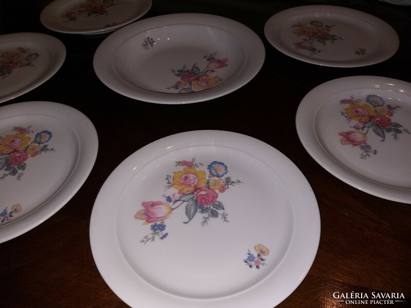 Kahla German porcelain flower cake plate set for 6 people