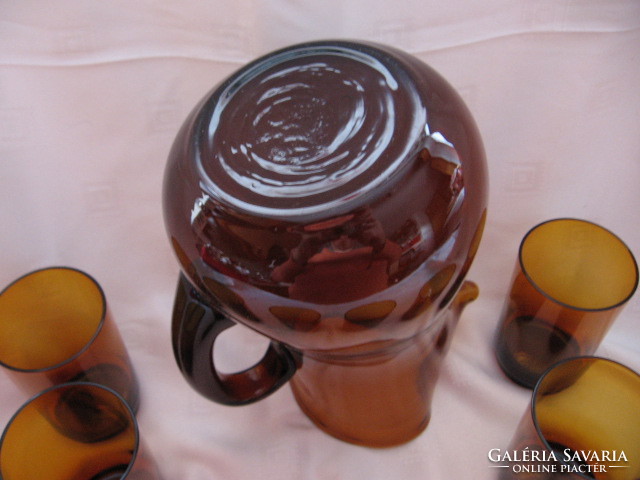 Borostyán pohár készlet 6 db-sangria kancsóval