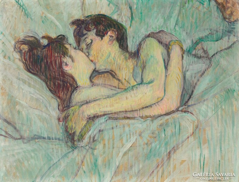 Lautrec - in bed (the kiss) - canvas reprint