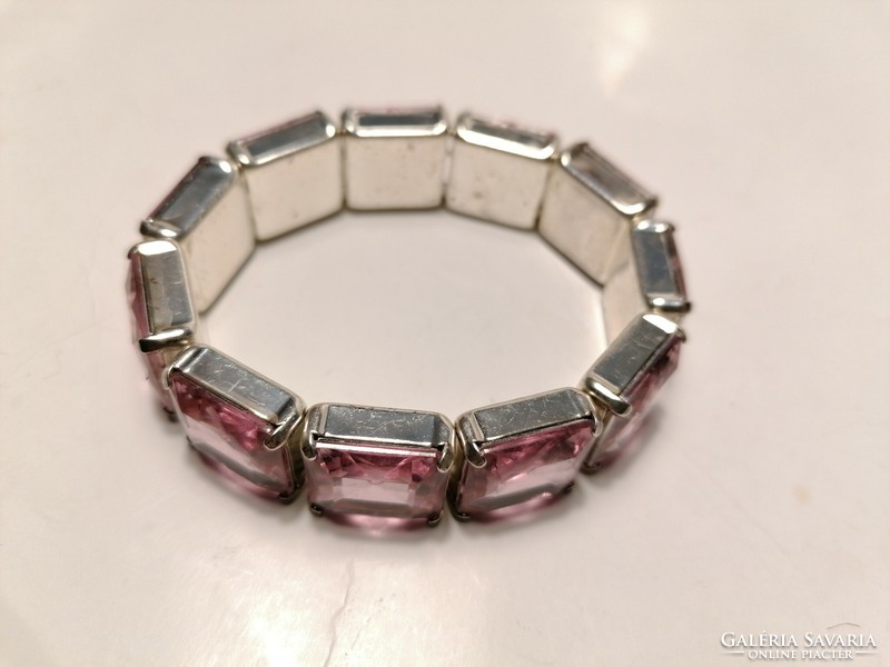 Old pink rhinestone bracelet (866)