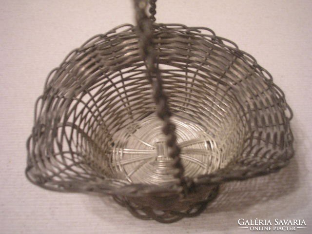 2-piece, antique woven metal mesh offering baskets larger + smaller rarities for sale at the same time