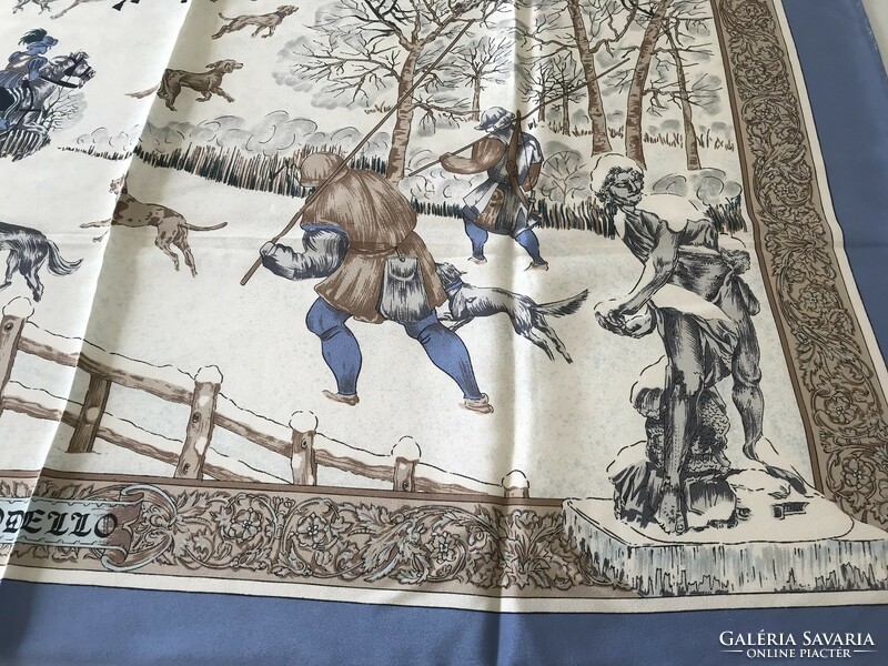 Vintage codello silk scarf with beautiful graphics, 88 x 85 cm
