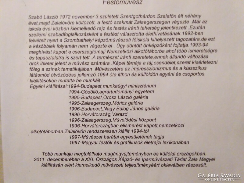 Szabó László. Kortárs festmény. 35x40 cm.