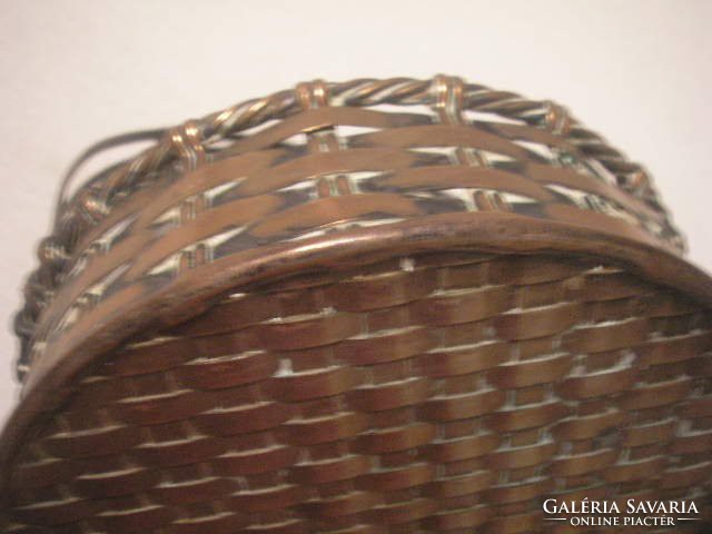 2-piece, antique woven metal mesh offering baskets larger + smaller rarities for sale at the same time