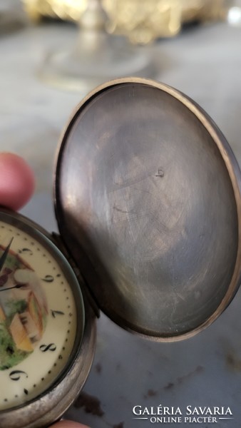 A special bronze cover pocket watch with a dial with a fisherman's scene