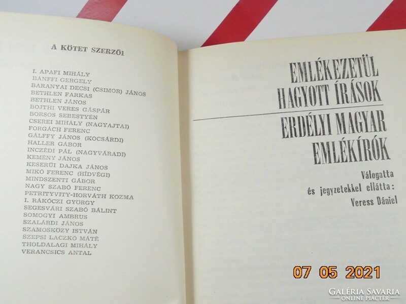 Emlékezetül hagyott írások Erdélyi magyar emlékírók