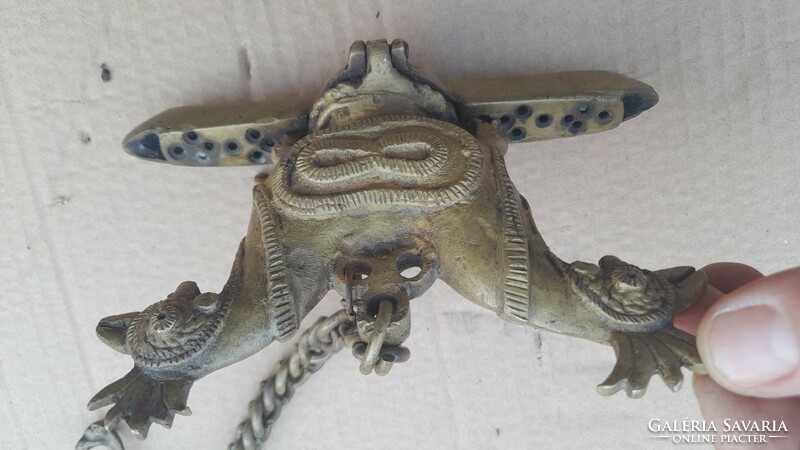Antique Asian, Indian, Oriental brass peacock figurines oil lamp, candle holder